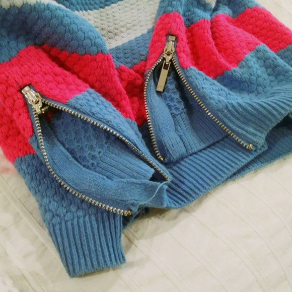 Jones New York Signature Blue Pink Striped Sweater - Picture 3 of 4